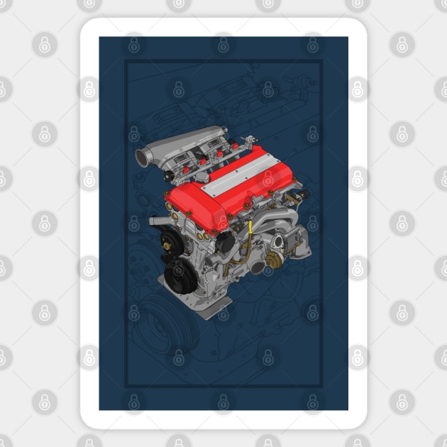 SR20 DET illustration Sticker by ArtyMotive